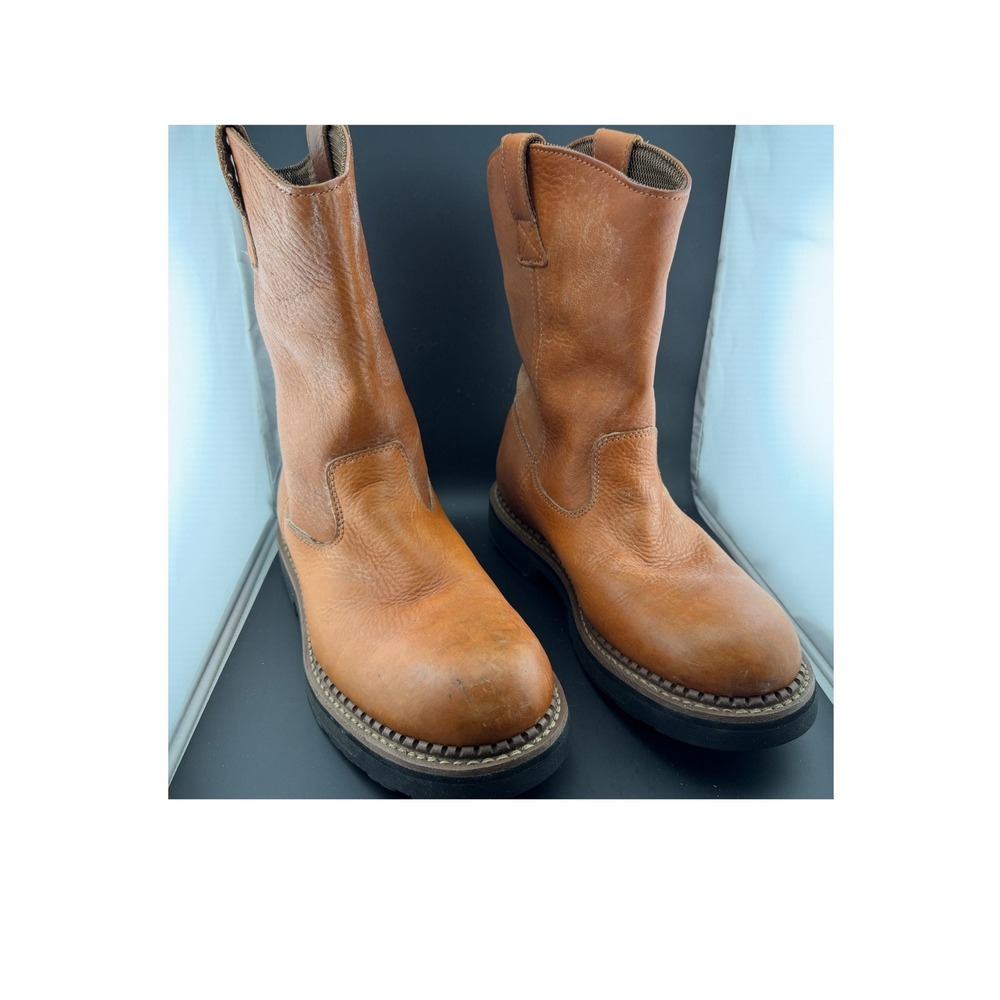 Rocky Workman-Waterproof Leather, Pull On Work Boots, Tan 583, Mens 10.5 M
